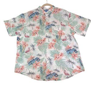 Izod Saltwater Hawaiian Button-Up Shirt Tropical Floral Surf 3XLT Big Tall